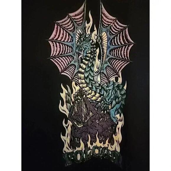 Volcom Dragon Graphic Black T Shirt Sz M Fantasy CR6 Excellent NWT Skateboarding - Picture 1 of 6